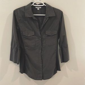 James Perse Slub Panel cotton top, size 4, dark green